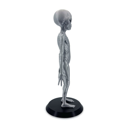 Grey Alien Figurine - Intricate 3D Printed Sci-Fi Extraterrestrial Figure, 250mm, Unique Handcrafted Collectible, UFO and Alien Decor, Gift