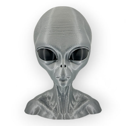 Grey Alien Headphone Stand, Gaming Headset Holder, 3D Printed Sci-Fi Extraterrestrial Head, Unique Decor for Gamers - EXTRA LARGE 12" TALL