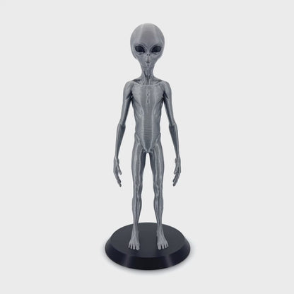 Grey Alien Figurine - Intricate 3D Printed Sci-Fi Extraterrestrial Figure, 250mm, Unique Handcrafted Collectible, UFO and Alien Decor, Gift