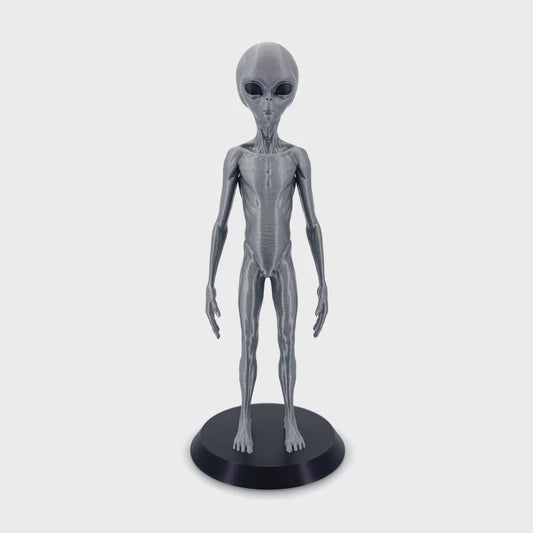 Grey Alien Figurine - Intricate 3D Printed Sci-Fi Extraterrestrial Figure, 250mm, Unique Handcrafted Collectible, UFO and Alien Decor, Gift