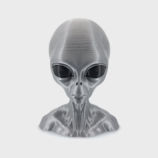Grey Alien Head Bust, Intricate 3D Printed Sci-Fi Extraterrestrial, UFO and Alien Decor, Unique Handcrafted Collectible, Gift